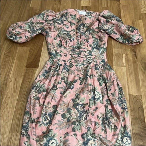 Like new Zimmermann silk tempest lace up deep v floral dress - Picture 12 of 12